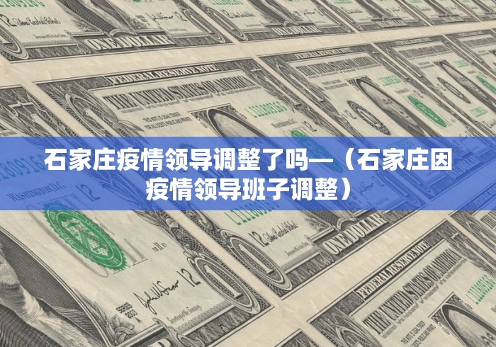 石家庄疫情领导调整了吗—（石家庄因疫情领导班子调整）