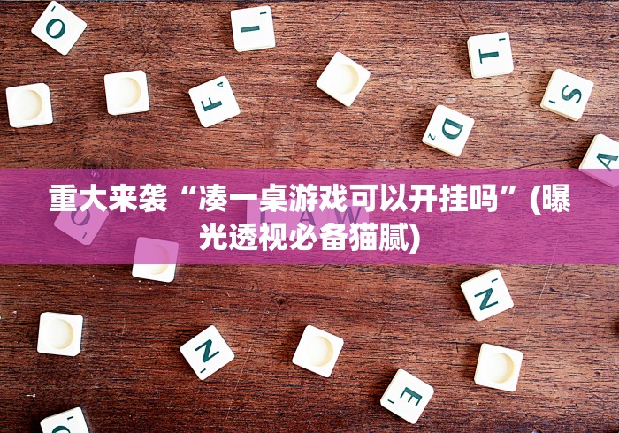 重大来袭“凑一桌游戏可以开挂吗”(曝光透视必备猫腻)