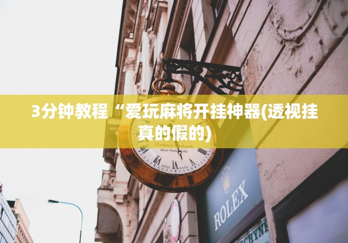3分钟教程“爱玩麻将开挂神器(透视挂真的假的)