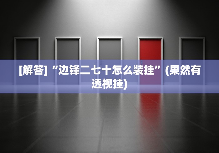 [解答]“边锋二七十怎么装挂”(果然有透视挂)