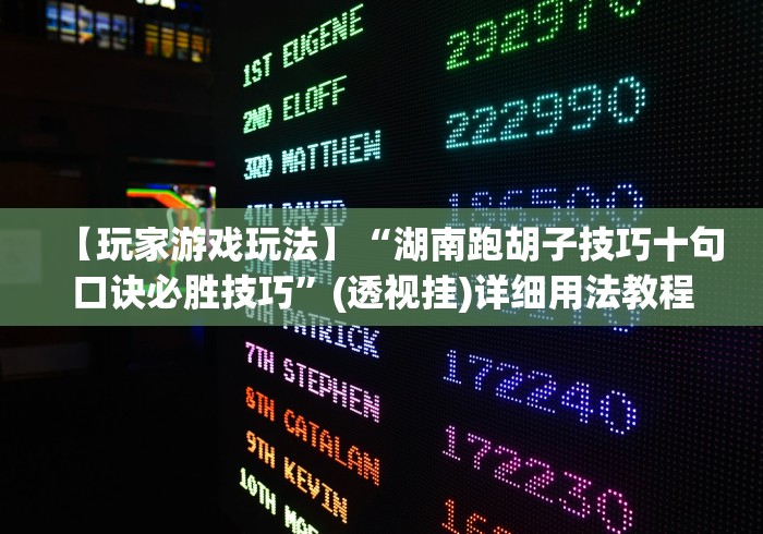 【玩家游戏玩法】“湖南跑胡子技巧十句口诀必胜技巧”(透视挂)详细用法教程