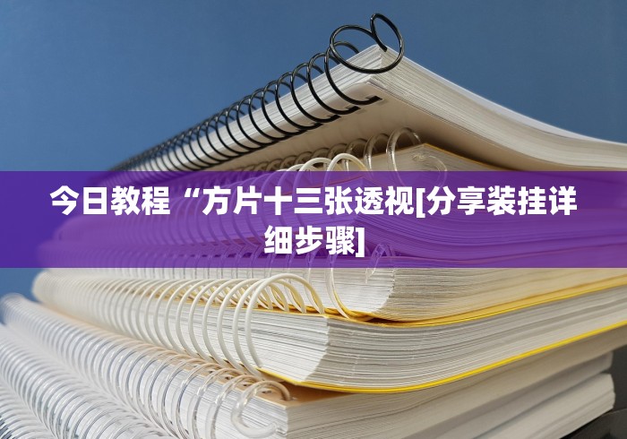 今日教程“方片十三张透视[分享装挂详细步骤]