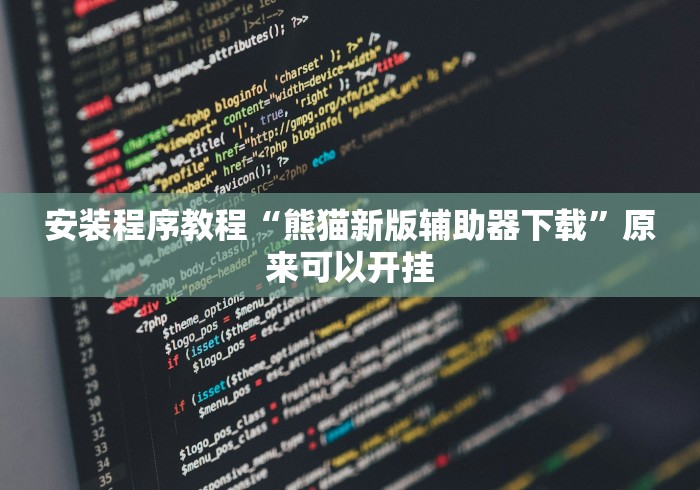 安装程序教程“熊猫新版辅助器下载	”原来可以开挂