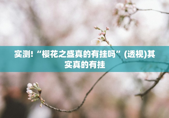 实测!“樱花之盛真的有挂吗”(透视)其实真的有挂