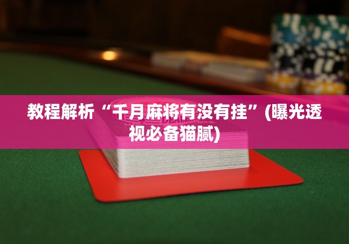 教程解析“千月麻将有没有挂”(曝光透视必备猫腻)