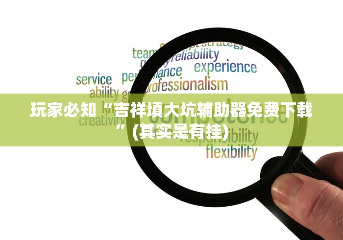 玩家必知“吉祥填大坑辅助器免费下载”(其实是有挂)