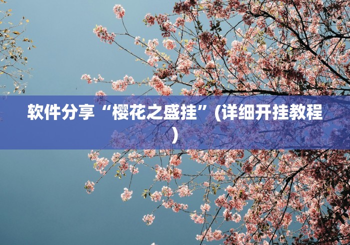 软件分享“樱花之盛挂”(详细开挂教程)